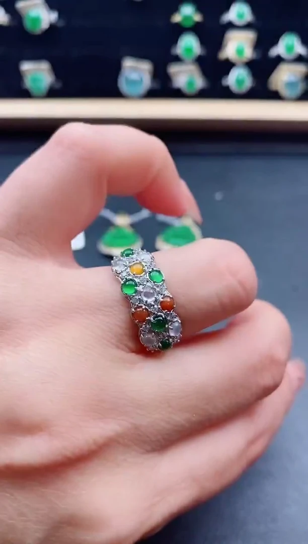 银S925镶嵌戒指翡翠1