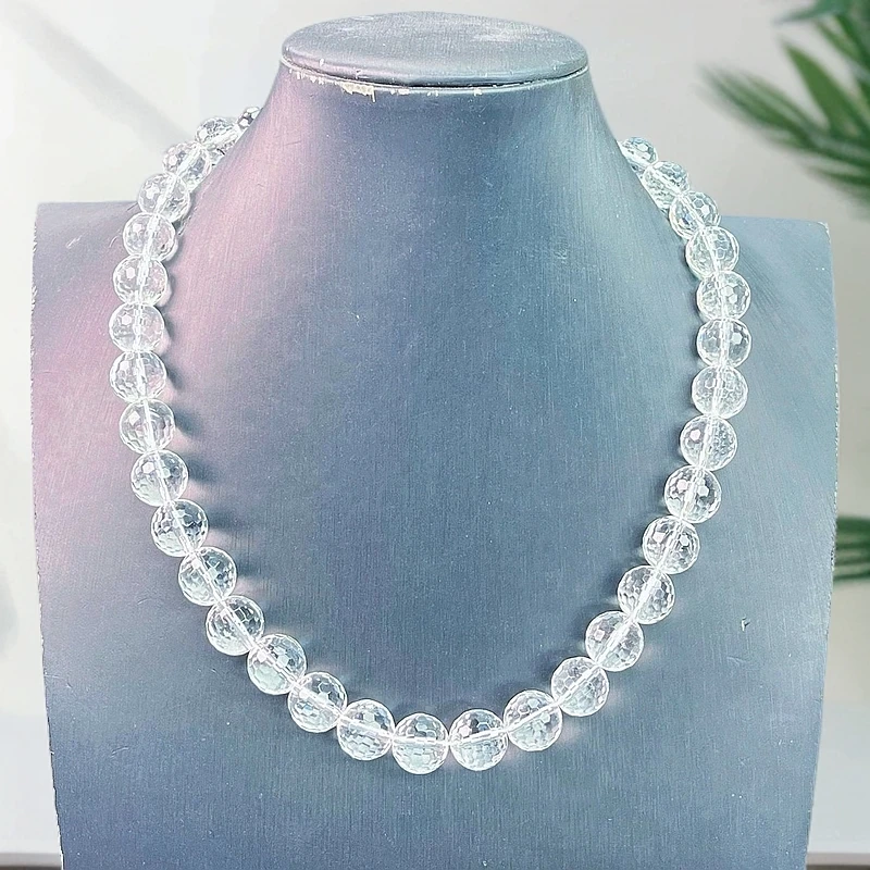 天然白水晶项链切面款超闪锁骨链尺寸11-12mm