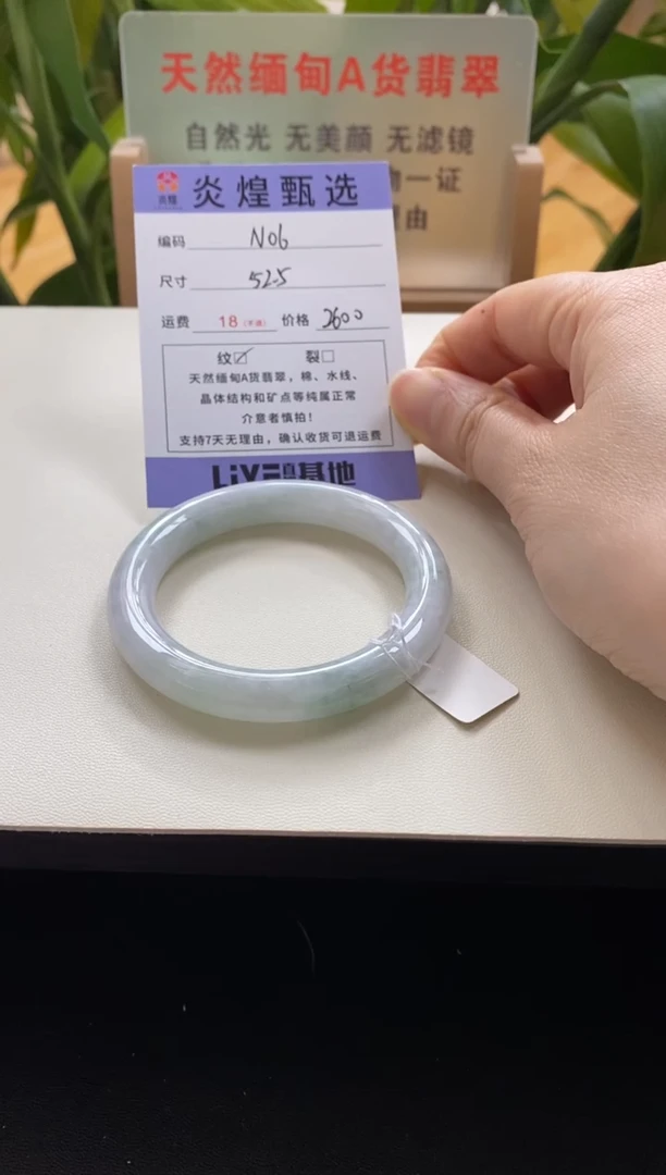 未镶嵌手镯翡翠圈口52.3编码n06