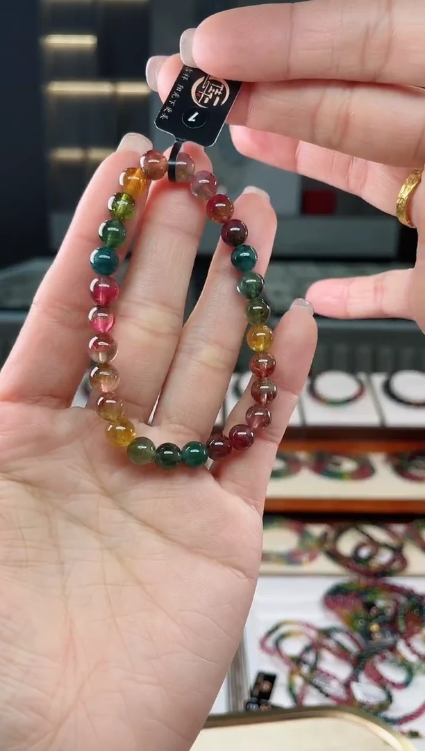 未镶嵌老矿碧玺单圈手串7mm+碧玺（多样性发一条）T