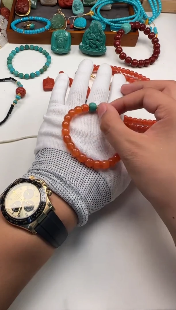 18K金镶嵌手串手串南红玛瑙知*～手串手串