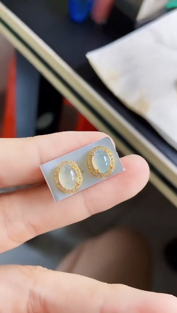 翡翠银S925镶嵌耳饰21