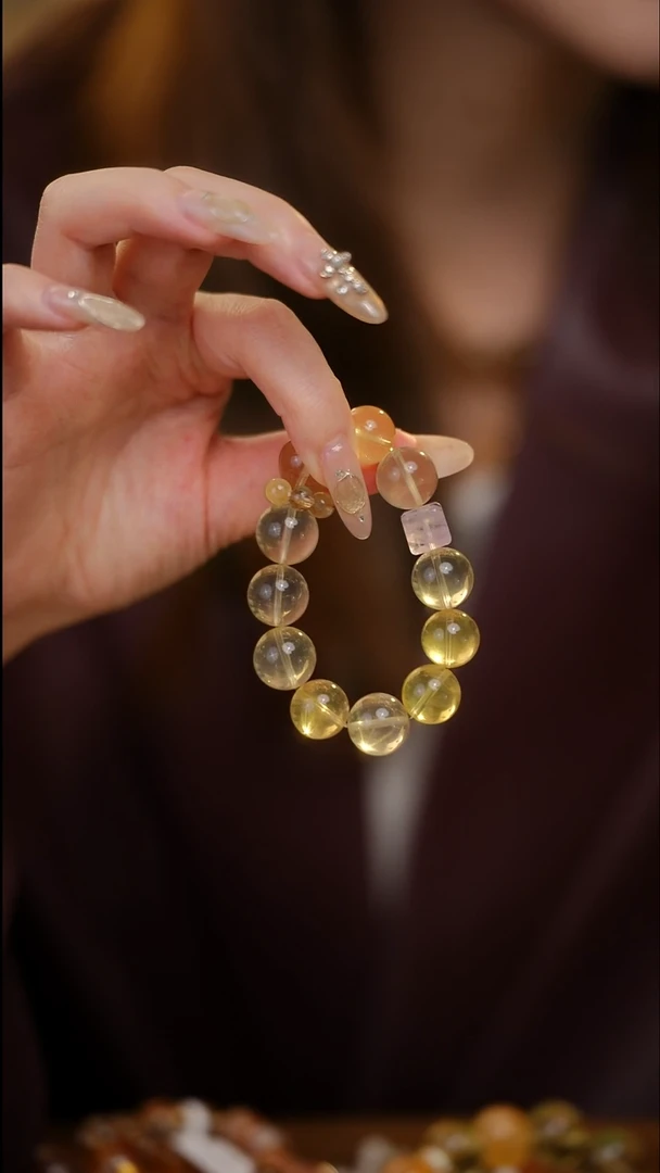 未镶嵌手串水晶紫方糖黄水金发跑环