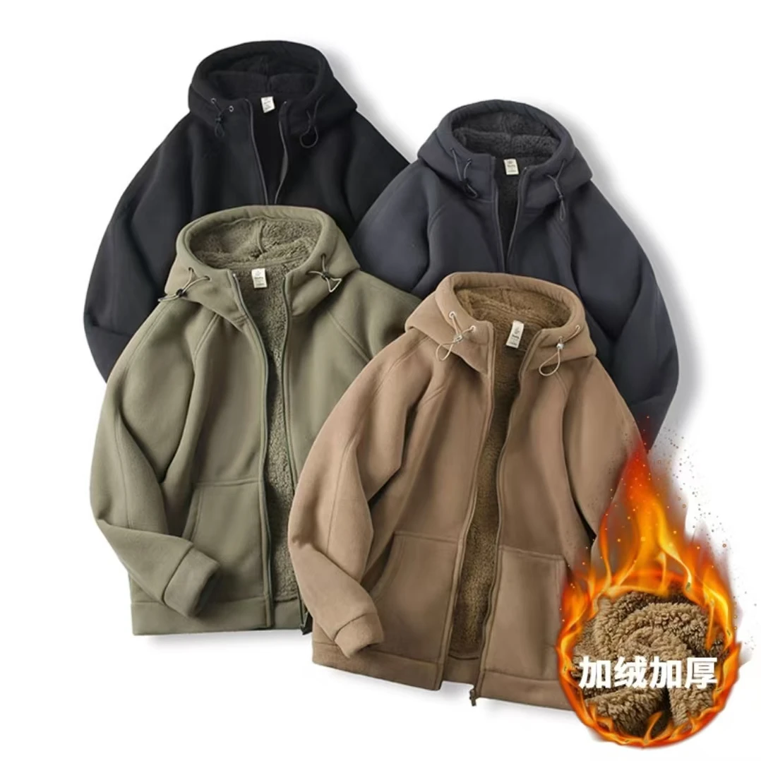 【五四严选】加厚外套男女同款秋冬季加绒保暖卫衣开衫宽松夹克