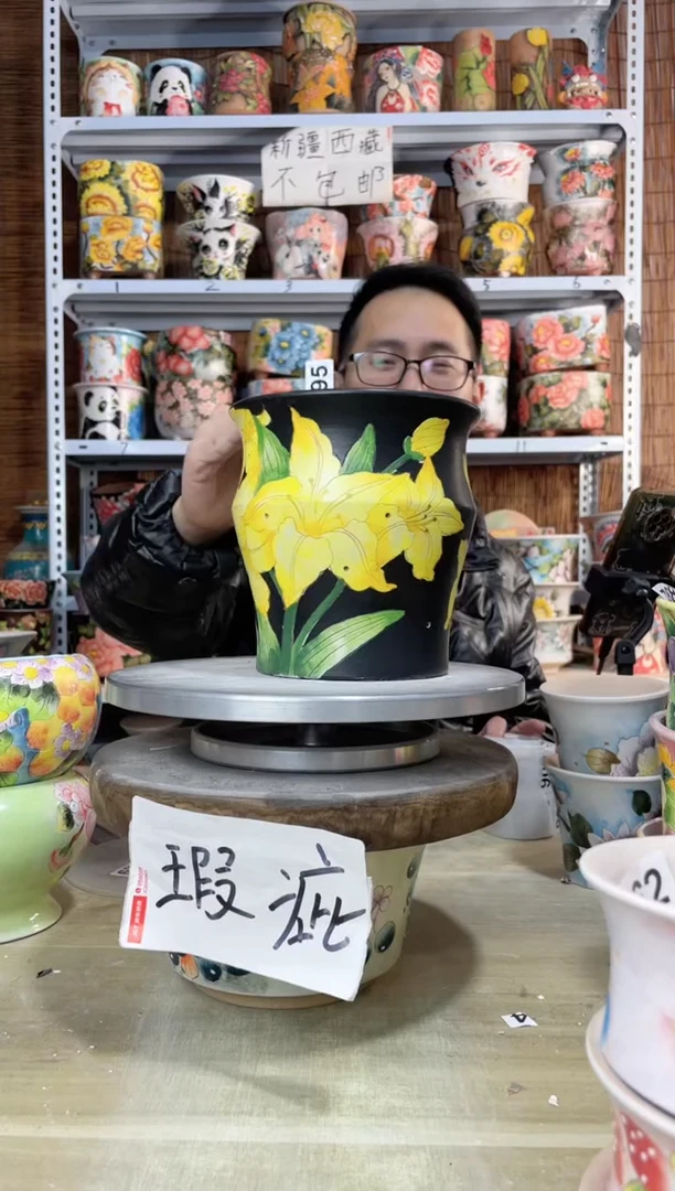 【闪购商品】摆件895陶花岛多肉陶瓷花盆罐——微瑕