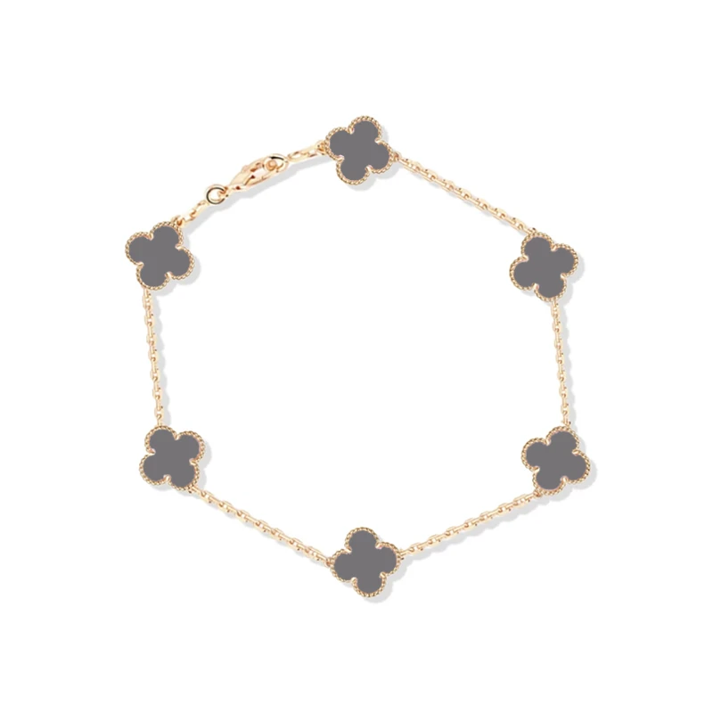 925银手链 ASA. J I E金灰色迷你六花草草手链 DDSL01