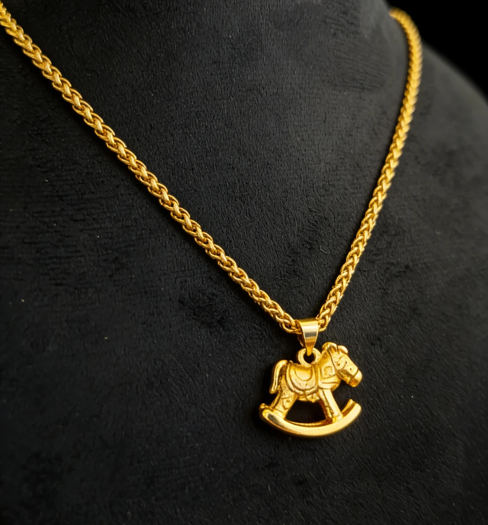 铜合金项链 （X03)铜镀真金雪橇马吊坠送肖邦链女士项链