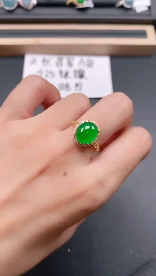 银S925镶嵌戒指翡翠111