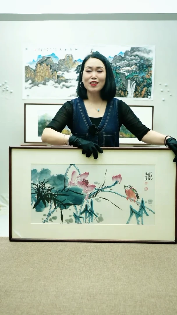 国画52*92李法良老师花鸟带框