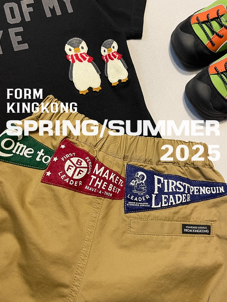 【现货】25ss企鹅系列三角旗帜重工立裁儿童日系夏季纯棉短裤