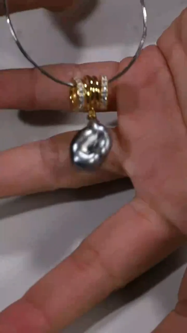 银S925镶嵌吊坠(赠链)海水珍珠大溪地keshi吊坠