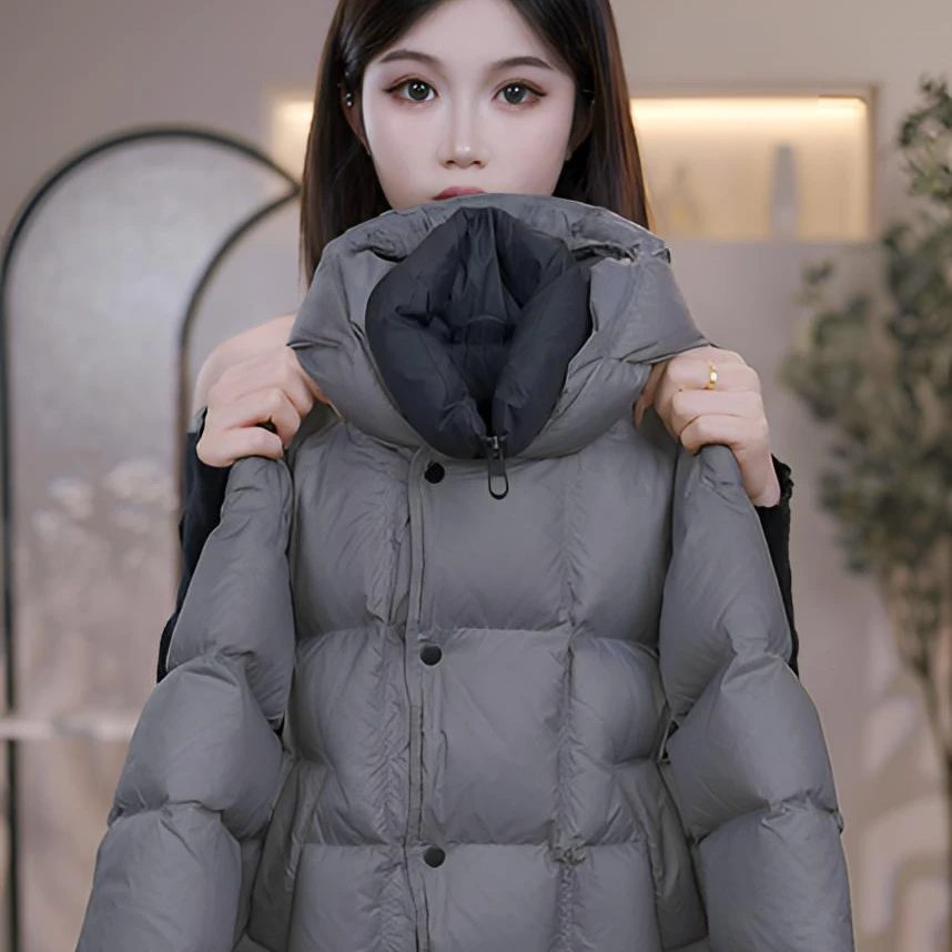 【贞禾】现货 2025款儿童韩版时尚双倍充绒加厚连帽白鸭绒羽绒服