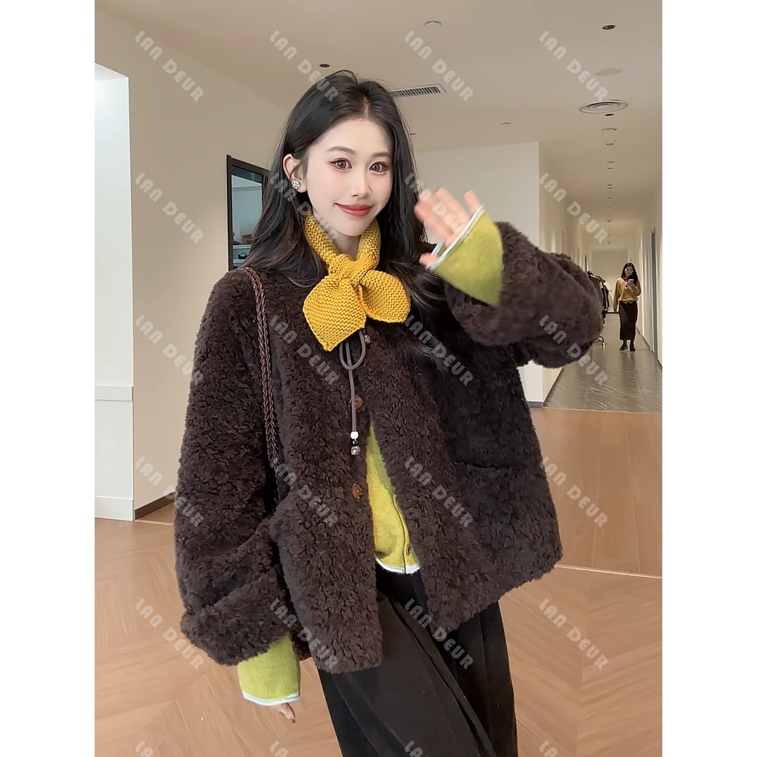 JIUJIU【冷千秋】绵羊毛时尚百搭气质慵懒风秋秋冬短款外套女