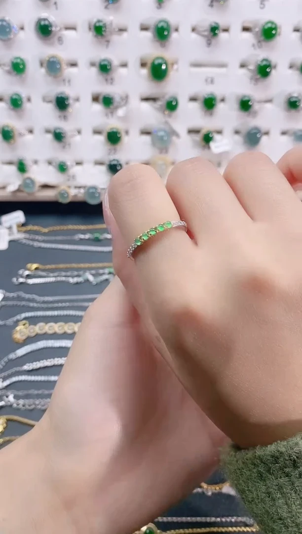 【闪购商品】翡翠戒指银S925镶嵌天然翡翠