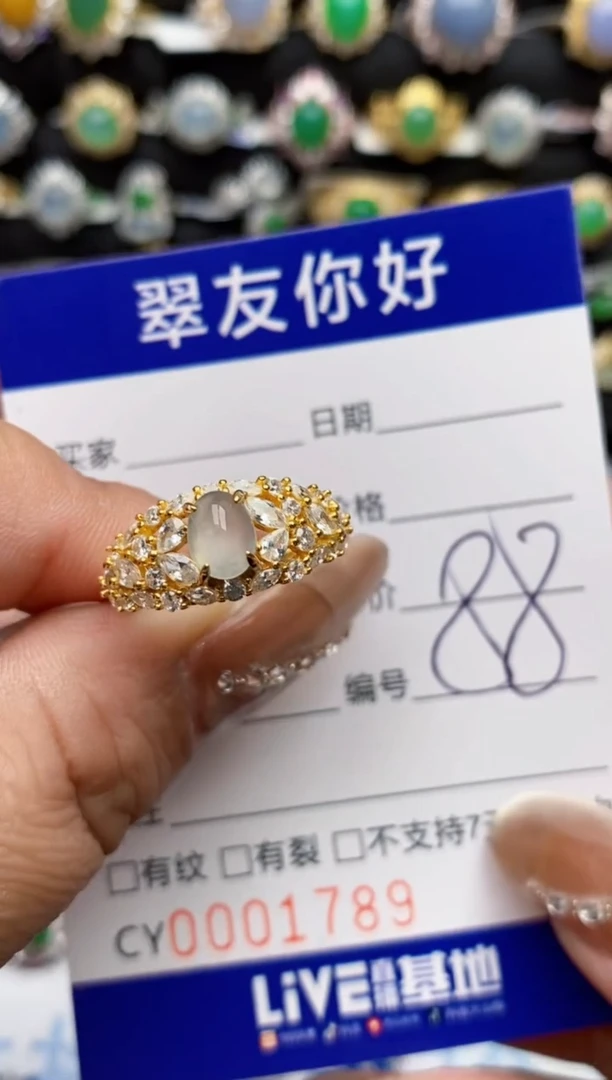 翡翠戒指银S925镶嵌1789