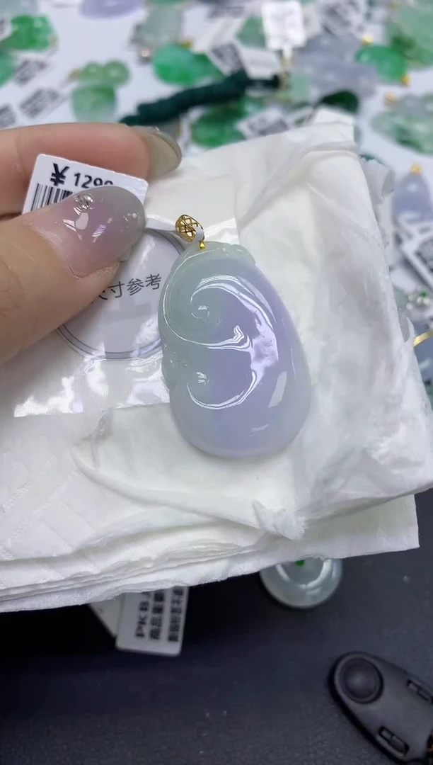 颈饰18K金镶嵌翡翠天然缅甸翡翠A货百元以上9元证书费自理