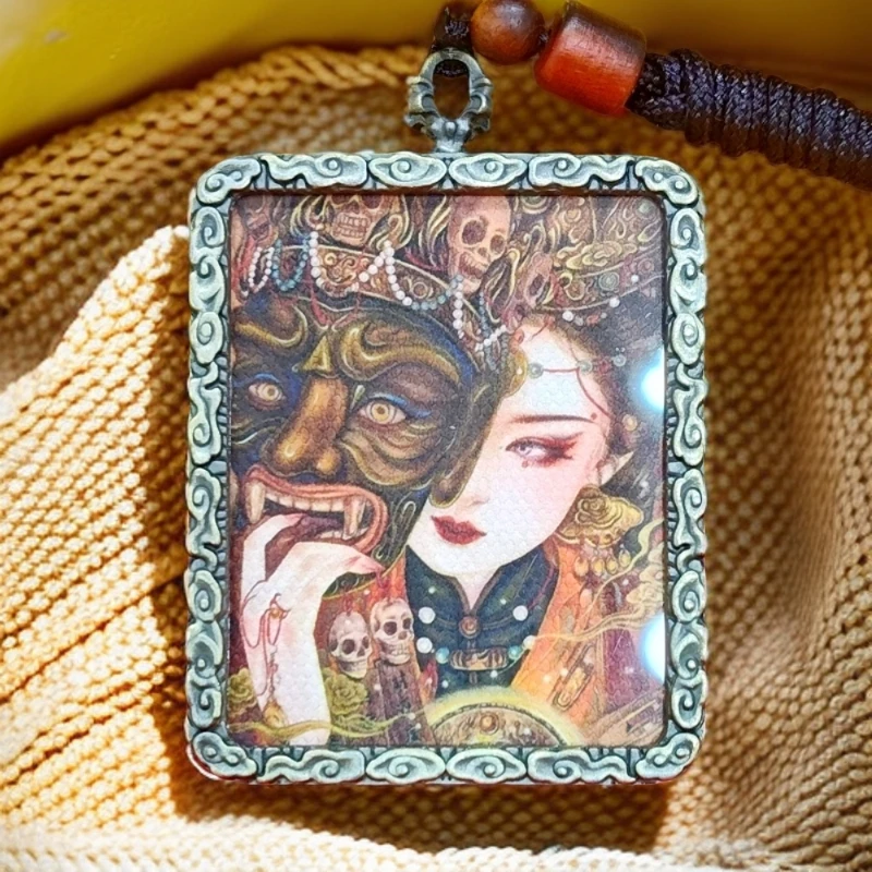 【扎基拉姆】全套有绳【古铜色】西藏正宗合金唐卡吊坠送手机贴