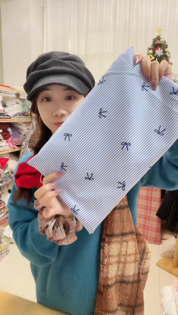 化纤1米蓝白条纹蝴蝶结涤纶布