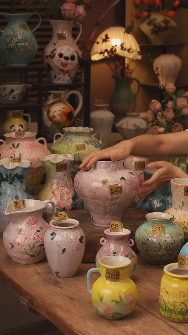 陶瓷景德镇设计师手作花器摆件侘寂风523