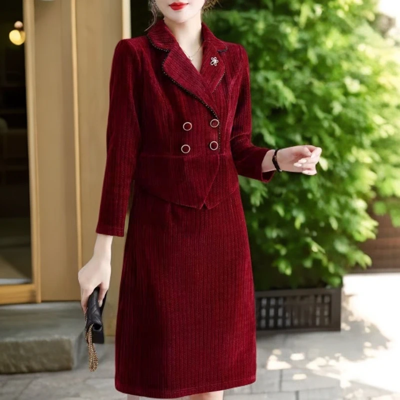 343款#【木兮兮专属】2026年秋冬季新气质显瘦轻奢时尚假两件连衣裙