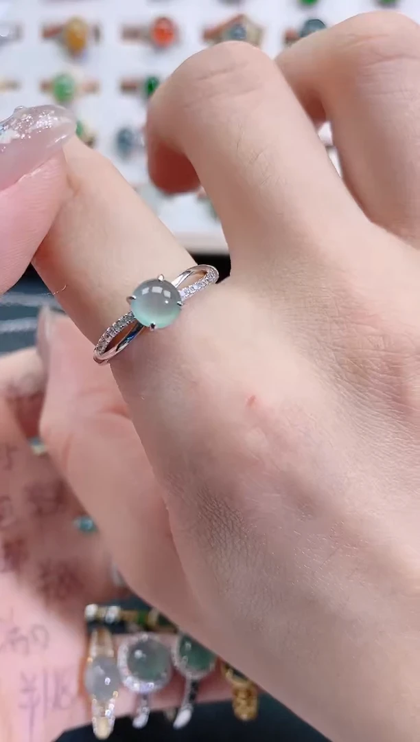 银S925镶嵌戒指翡翠天然翡翠