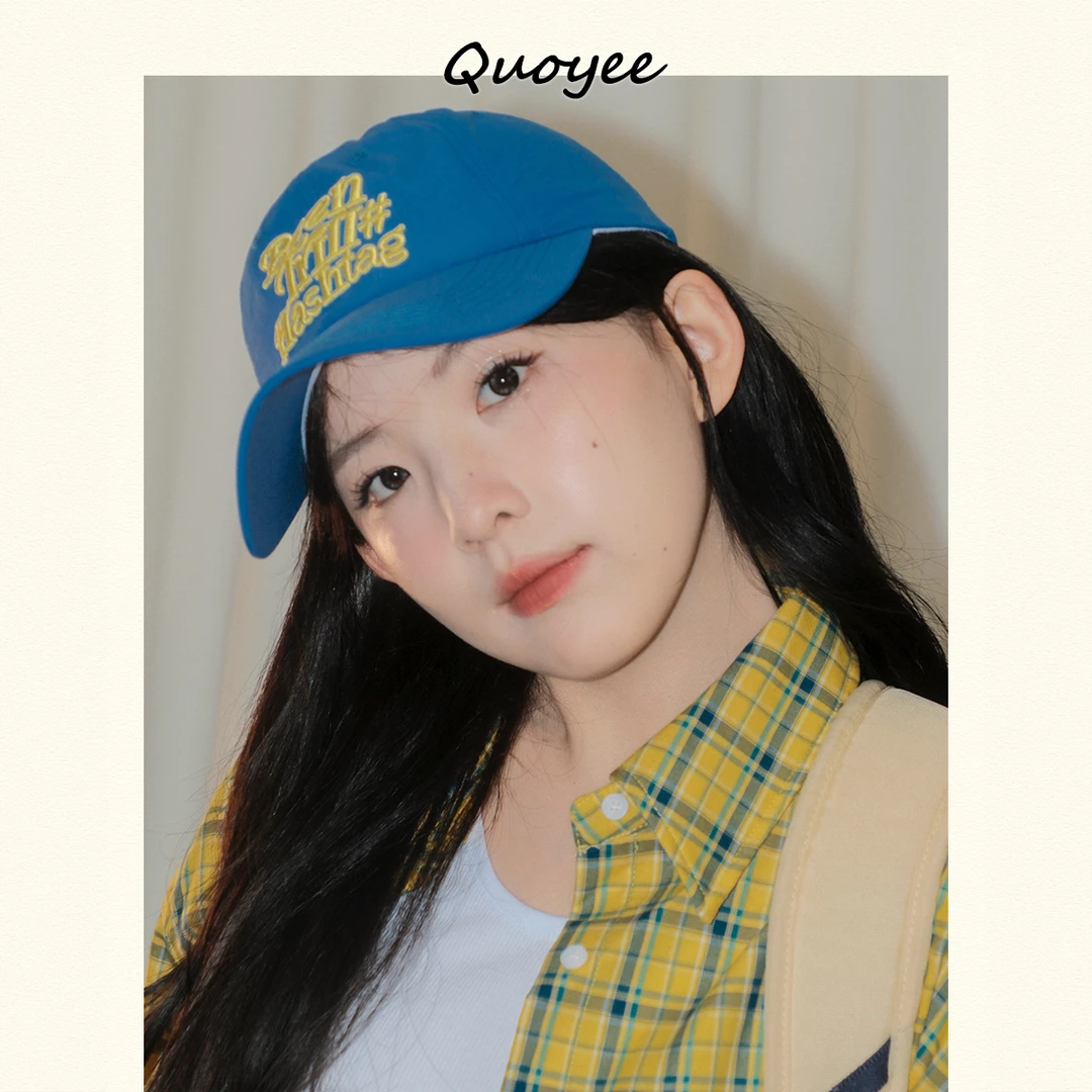 Quoyee 韩系女高棒球帽 字母刺绣头围可调节少女感鸭舌帽LF001J11