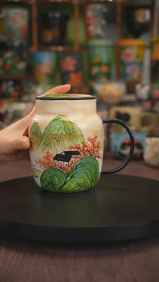 紫砂油画手绘釉下彩