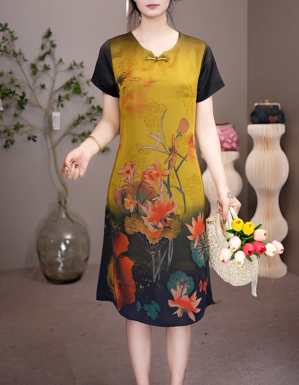 2211 气质圆领直筒显瘦连衣裙