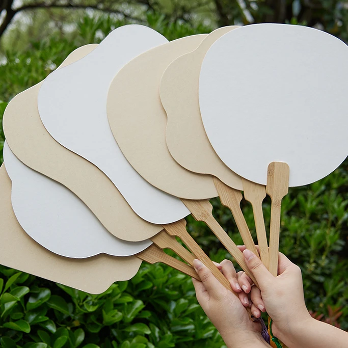 空白宣纸团扇加厚双面仿古半生熟扇面批发手工手写专用diy扇子摆