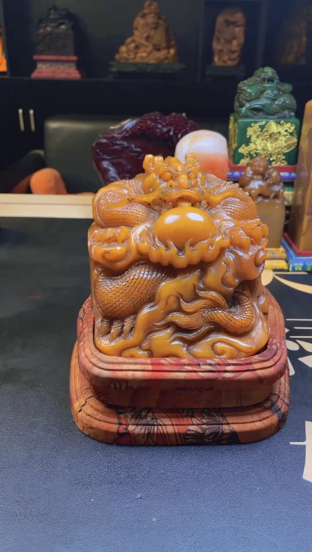 【闪购商品】寿山石印石盘龙摆件