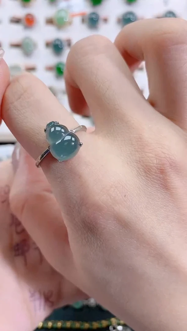 银S925镶嵌戒指翡翠天然翡翠