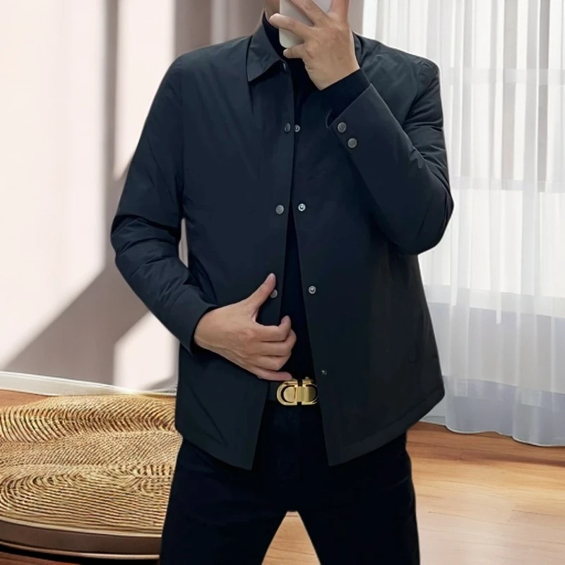 秋冬季新款男士棉服2025纯色百搭行政保暖韩版外套棉衣男商务休闲