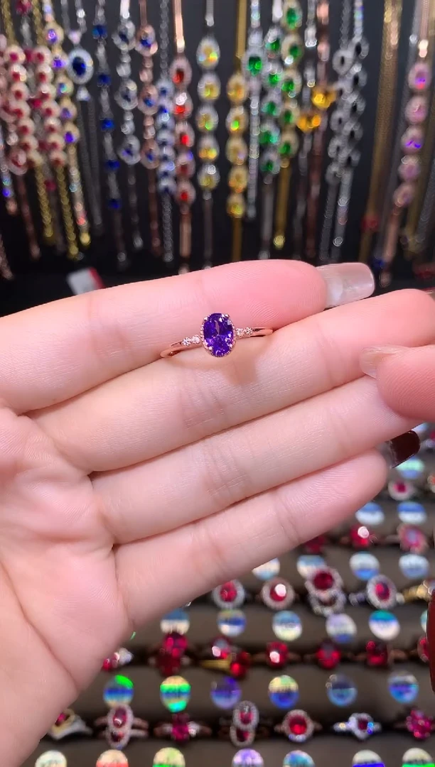 【闪购商品】水晶戒指银S925镶嵌5.7玫瑰金
