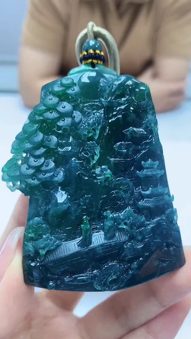 【闪购商品】定制翡翠未镶嵌4917kk-毛货挂件山水72
