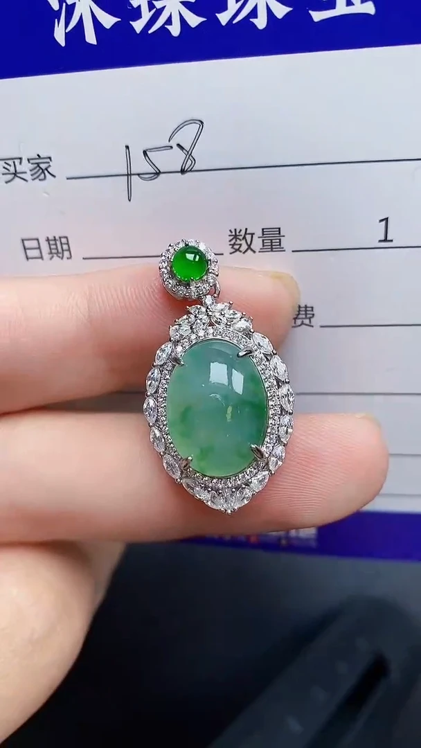 翡翠戒指银S925镶嵌1580