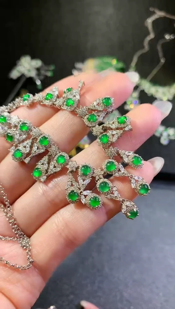 【闪购商品】翡翠颈饰银S925镶嵌247套链（多样性发货一件