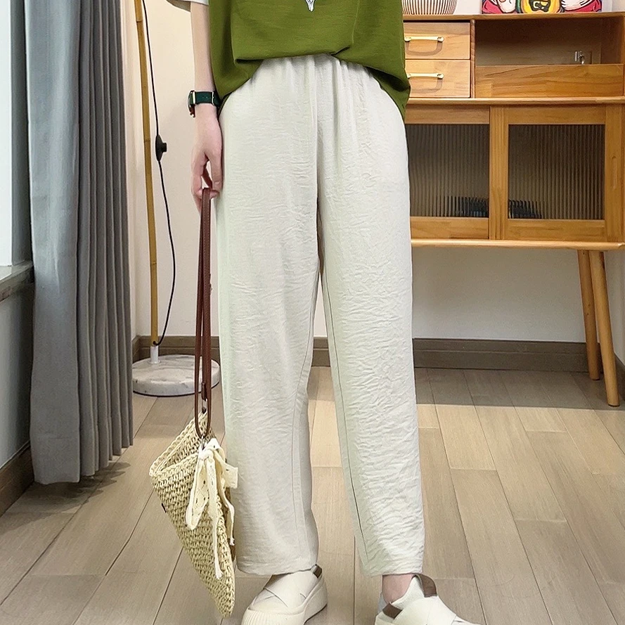 裤子女夏季新款宽松休闲裤百搭显瘦九分裤时尚洋气垂感小众直筒裤