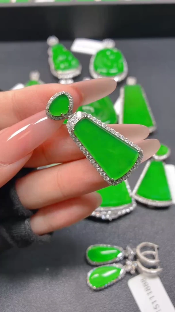 吊坠(不含链)银S925镶嵌翡翠11