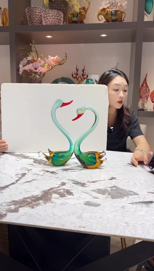 新款琉璃天鹅一对
