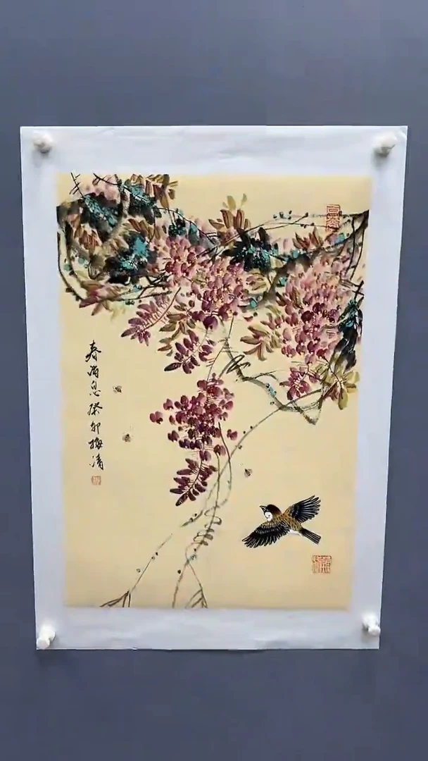 国画梅清绘画2.7pc花鸟