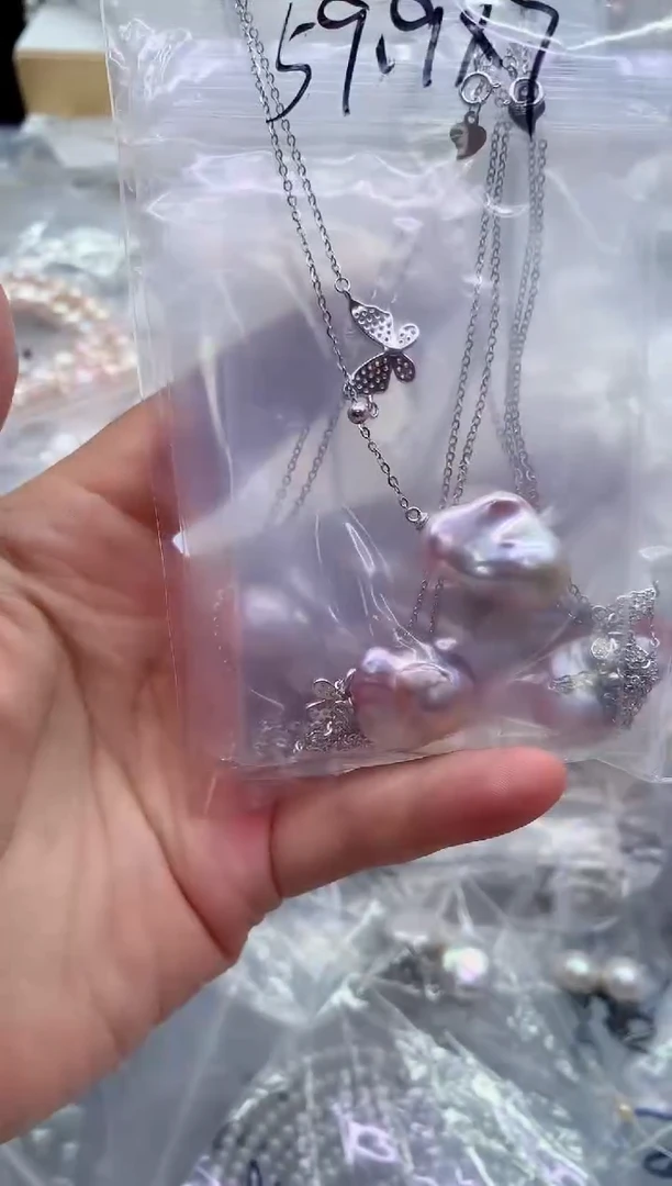 淡水珍珠银S925镶嵌套链多样性发其一，非无暇