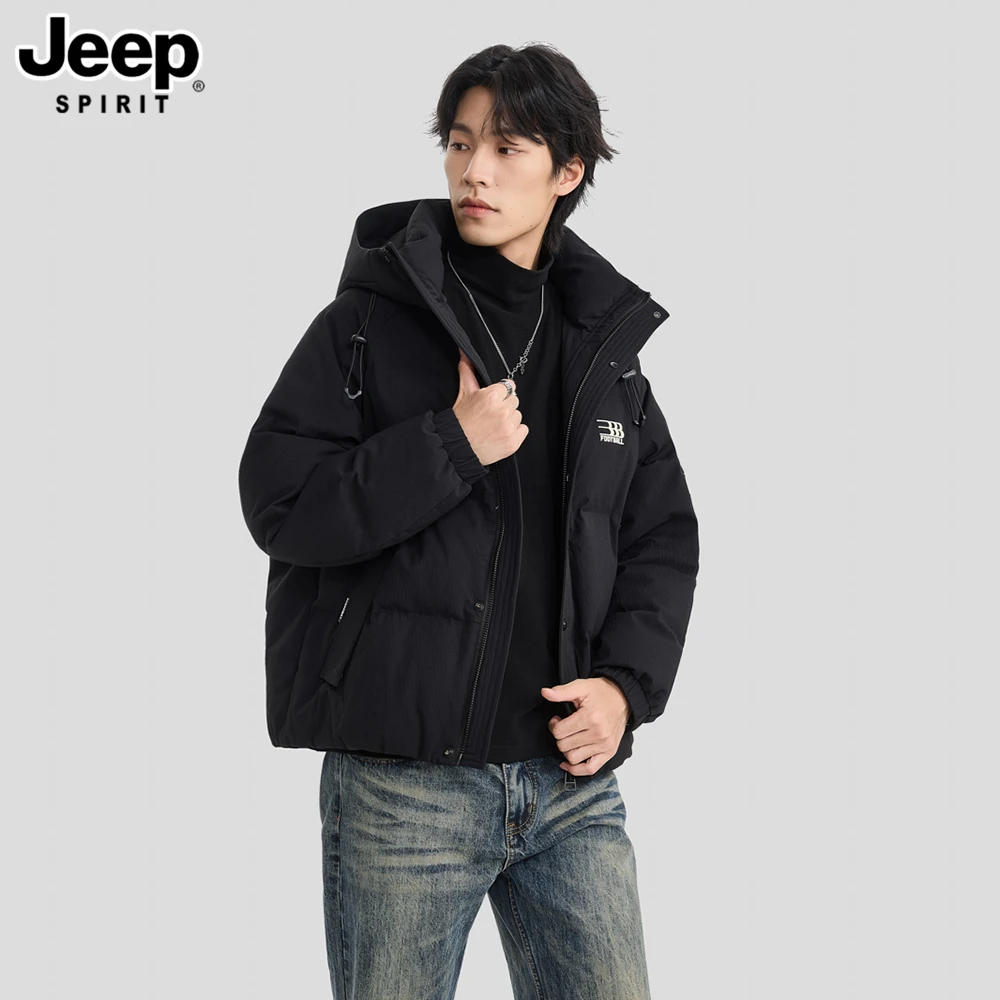 JEEP吉普美式连帽白鸭绒羽绒服男女潮牌保暖加厚保暖情侣款长袖外