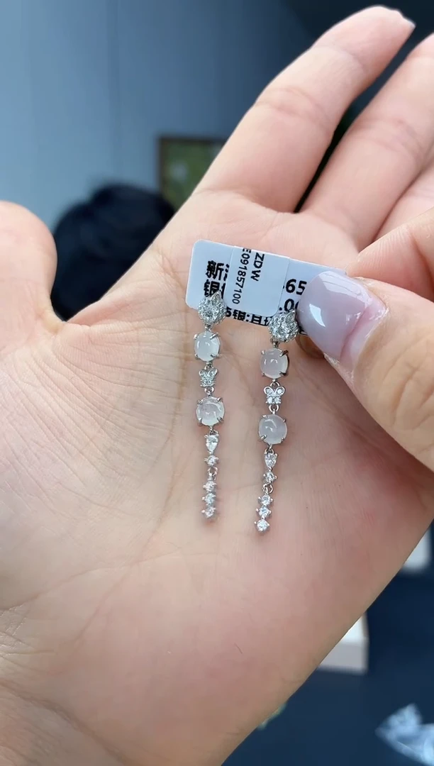 银S925镶嵌翡翠耳饰111111111111