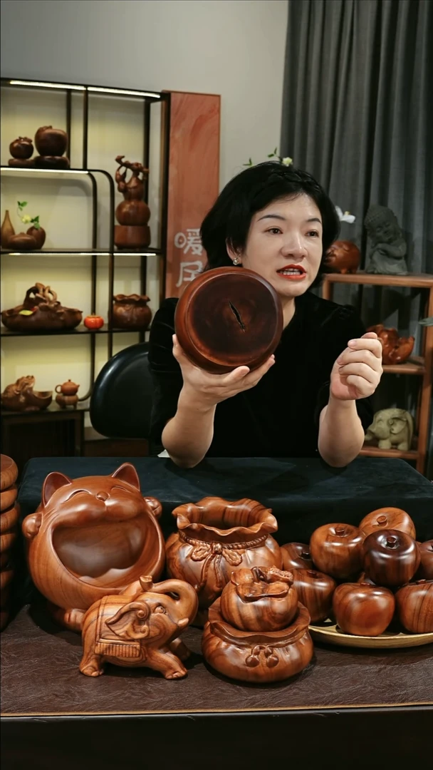 木香樟木16公分MB061-6福鼓底座摆件中号加高2533