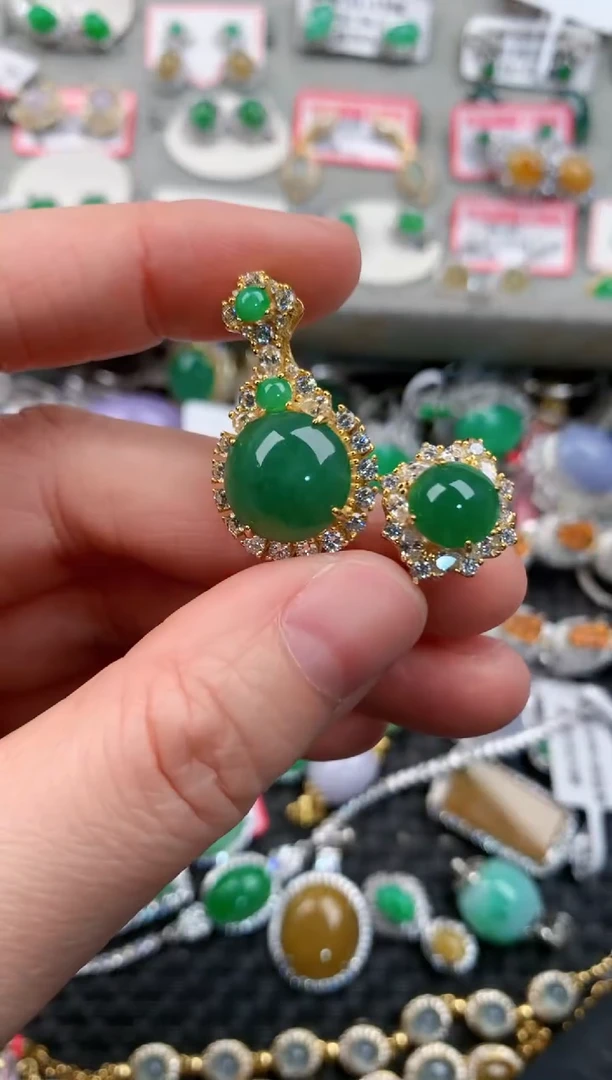 银S925镶嵌戒指翡翠999---9