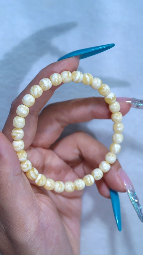 手链琥珀未镶嵌典藏级6.5mm瓷白虎皮纹闪电纹妖孽
