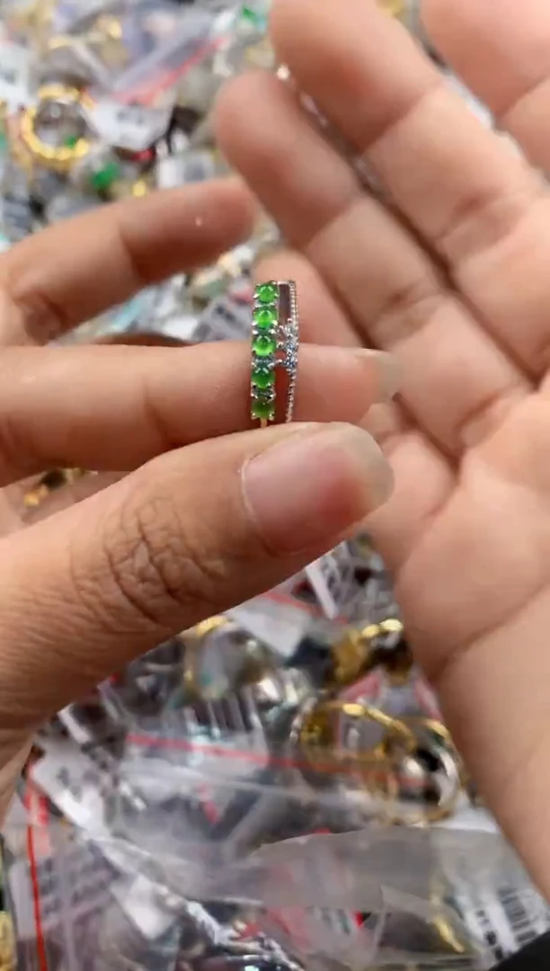银S925镶嵌戒指翡翠222----3