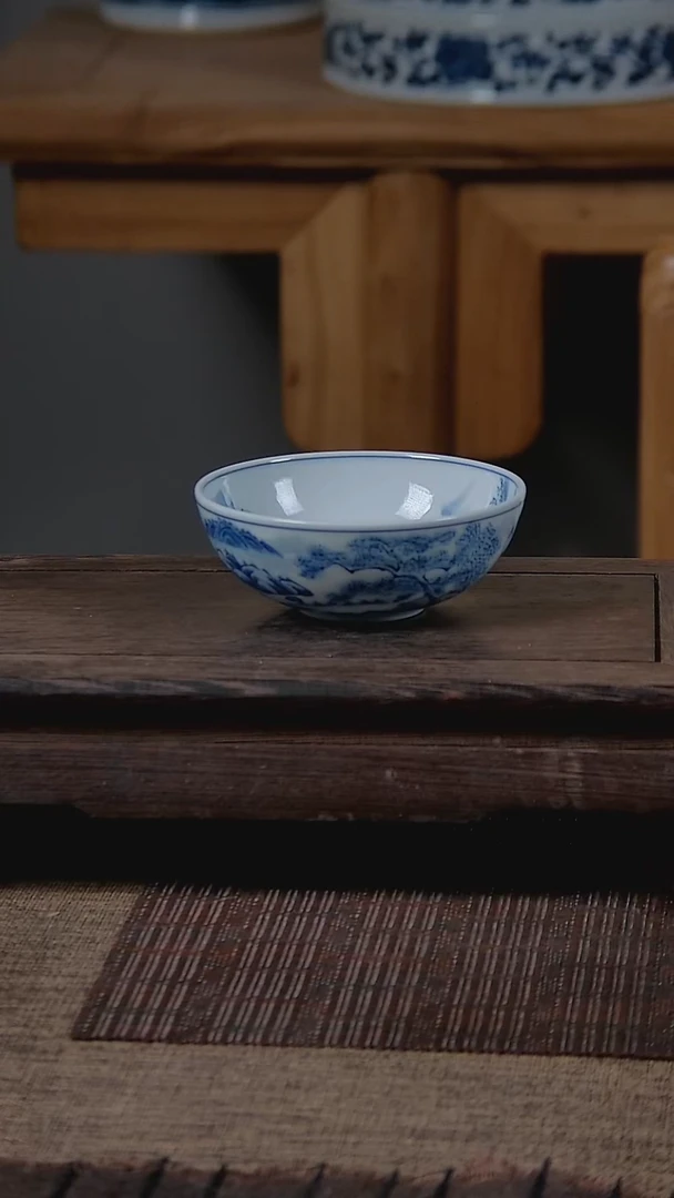 杯折葵非器手工手绘山水普洱杯
