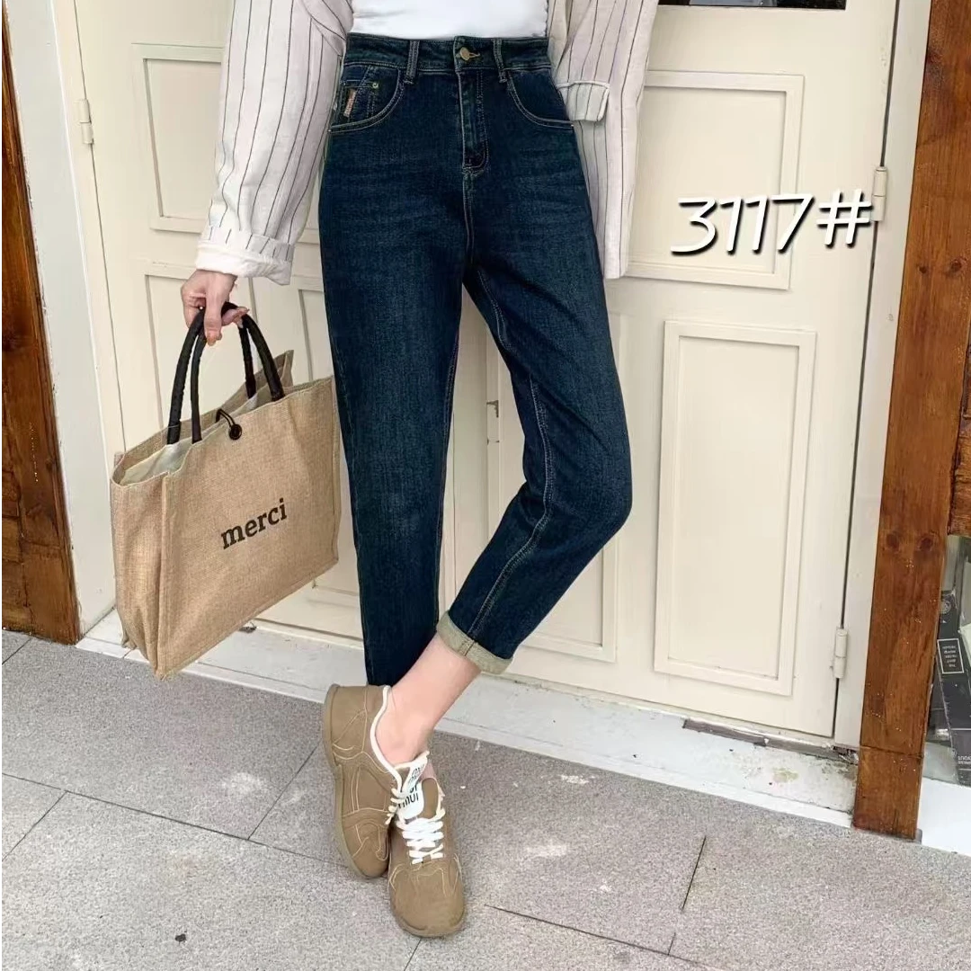 3117牛仔裤显瘦高腰直筒时尚休闲百搭宽松老爹裤韩版弹力春款