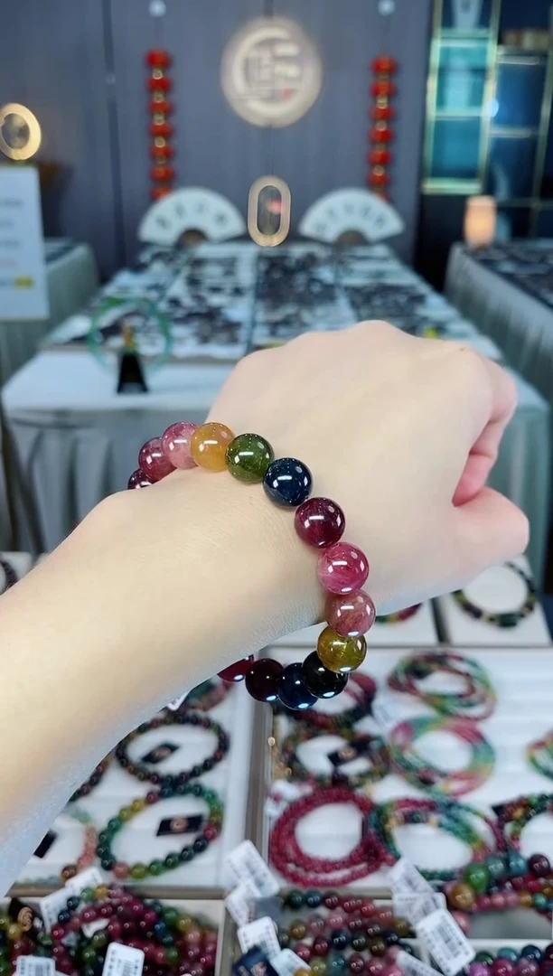 未镶嵌老矿碧玺色标单圈手串10mm+碧玺hon多样性发货一条